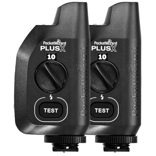 A pair of PocketWiza﻿rd PlusX Radio Transceivers for remote shutter release and flash synchronization