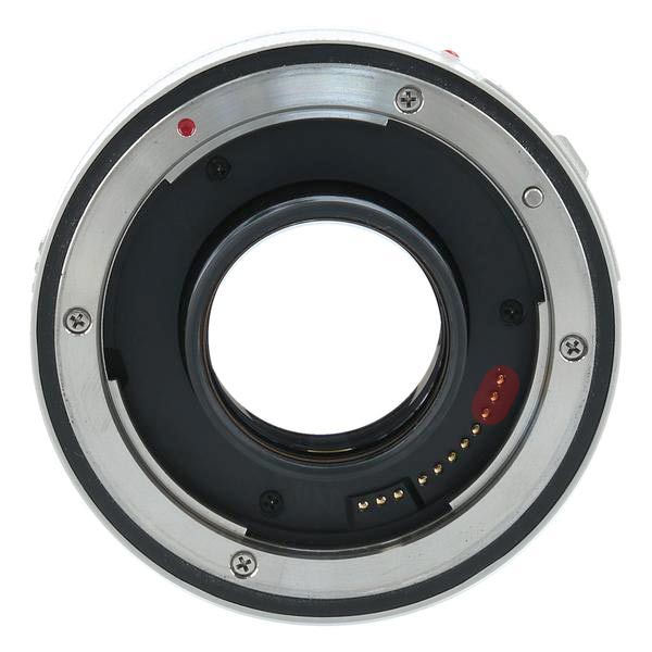 Canon 1.4x EF Extender II Teleconverter with the pins to be taped highlighted in red
