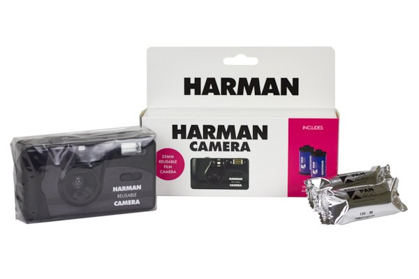 The new 35mm Harman Camera bundled with two rolls of Kentmere 400 film
