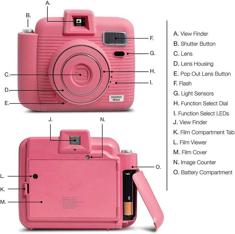The Sharper Image Instant Camera in pink