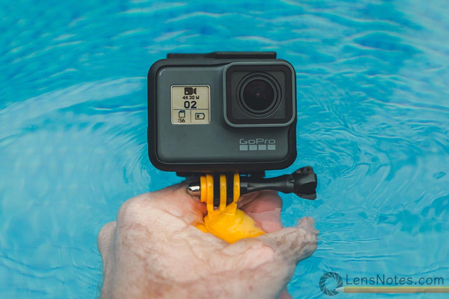 GoPro Hero 6 with a floating pistol grip handle attached
